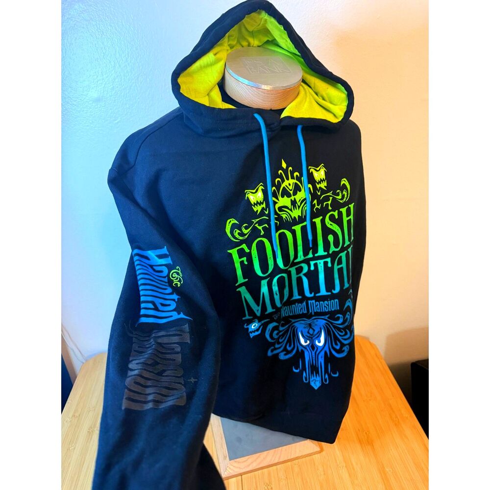 Disney Parks Haunted Mansion Foolish Mortals Colorblock Neon Pullover Hoodie XL